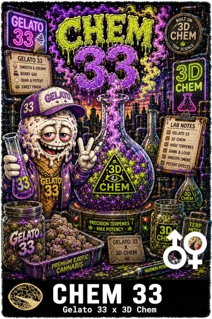 Chem 33 Cannabis Seeds - Gelato 33 x 3D Chem - Seedlys USA