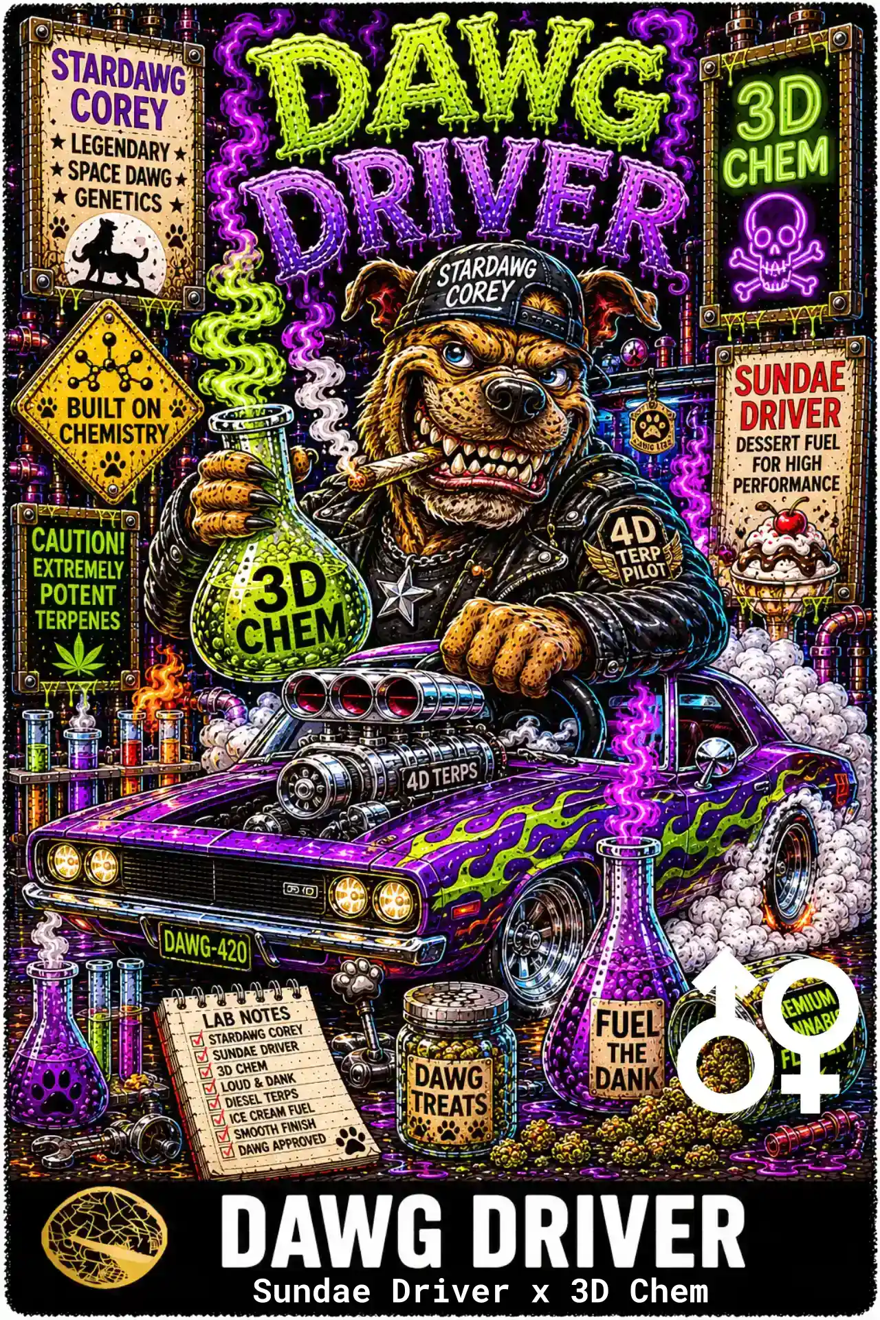 Dawg Driver Cannabis Seeds - Sundae Driver x 3D Chem - Seedlys USA