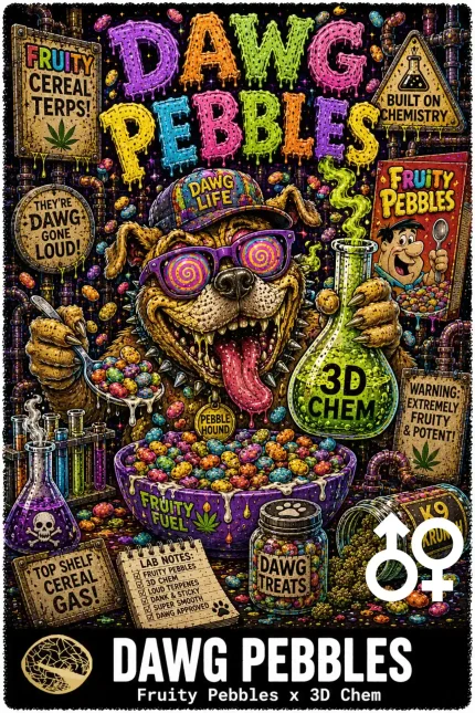 Dawg Pebbles Cannabis Seeds - Fruity Pebbles x 3D Chem - Seedlys USA