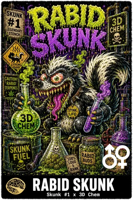 Rabid Skunk Cannabis Seeds - Skunk #1 x 3D Chem - Seedlys USA