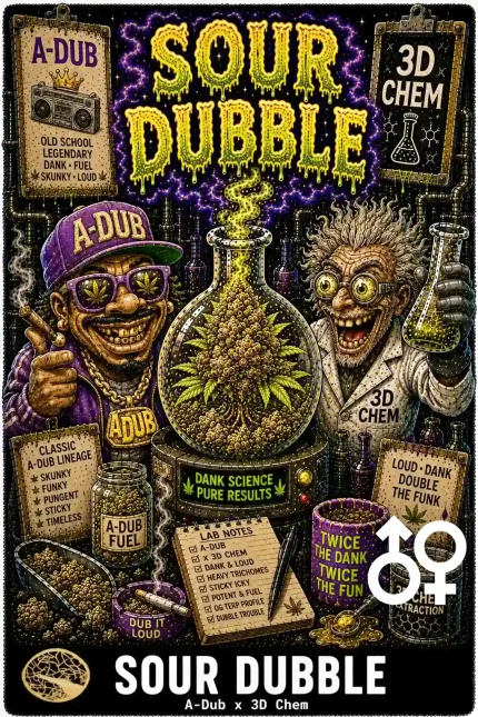 Sour Dubble Cannabis Seeds - A-Dub x 3D Chem - Seedlys USA