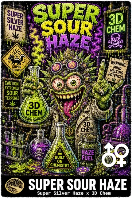 Super Sour Haze Cannabis Seeds - Super Silver Haze x 3D Chem - Seedlys USA