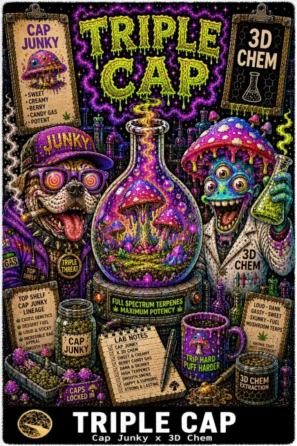 Triple Cap Cannabis Seeds - Cap Junky x 3D Chem - Seedlys USA