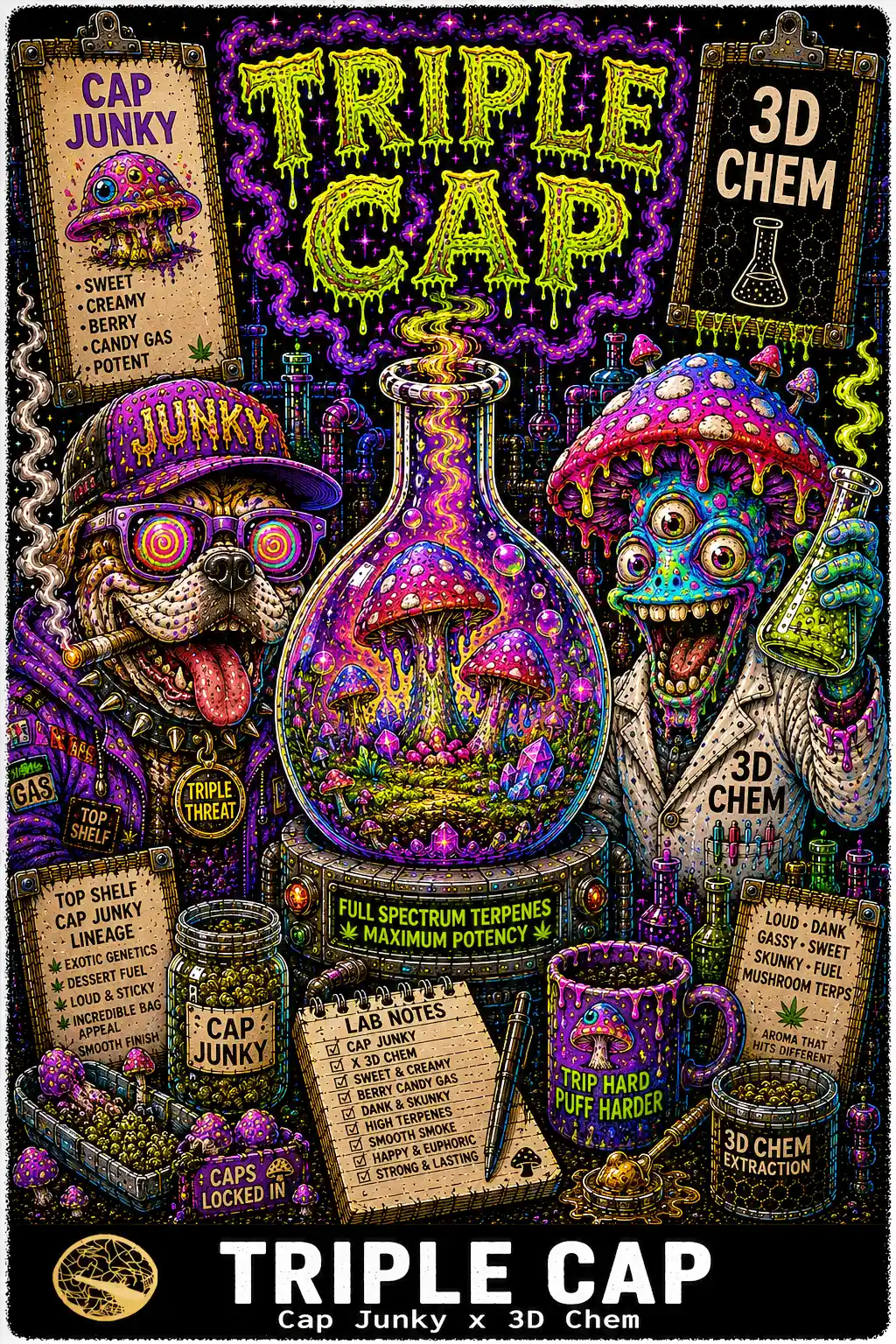 Triple Cap Cannabis Seeds - Cap Junky x 3D Chem - Seedlys USA